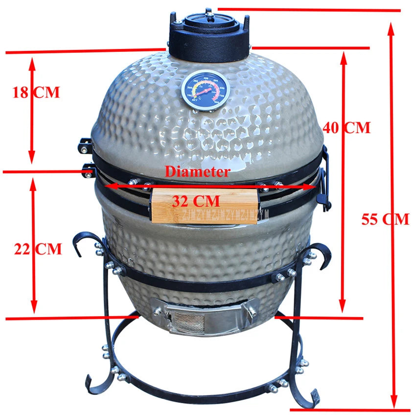 13 Inch Ceramic Charcoal BBQ Grill / Oven