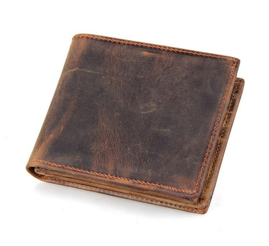 Men Wallets Luxury Horse Leather Wallet Leather Short Wallet Men'S Leather Wallet