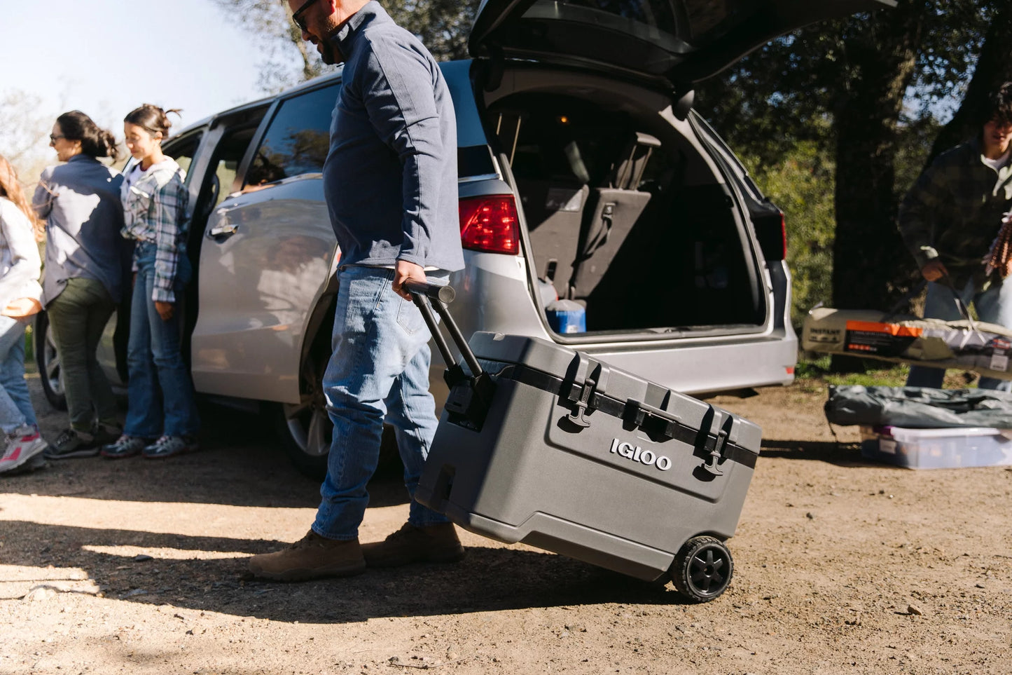 72 QT Overland Ice Chest Cooler with Wheels, Gray